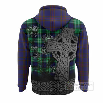 Elliot Tartan Crest Hoodie Grunge Celtic Cross Scottish Thistle