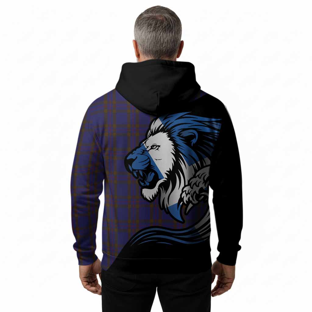 Elliot Tartan Crest Hoodie Scottish Golden Lions Wave Flow