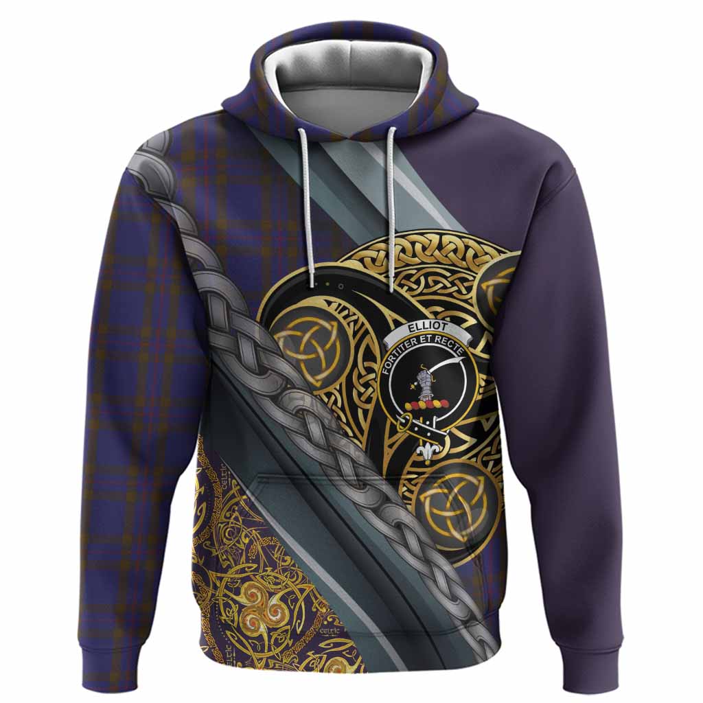 Elliot Tartan Crest Hoodie Scottish Triskele Celtic