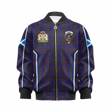 Elliot Tartan Crest Kid Bomber Jacket Scotland Coat of Arm Flag Style - Tartan Vibes Clothing