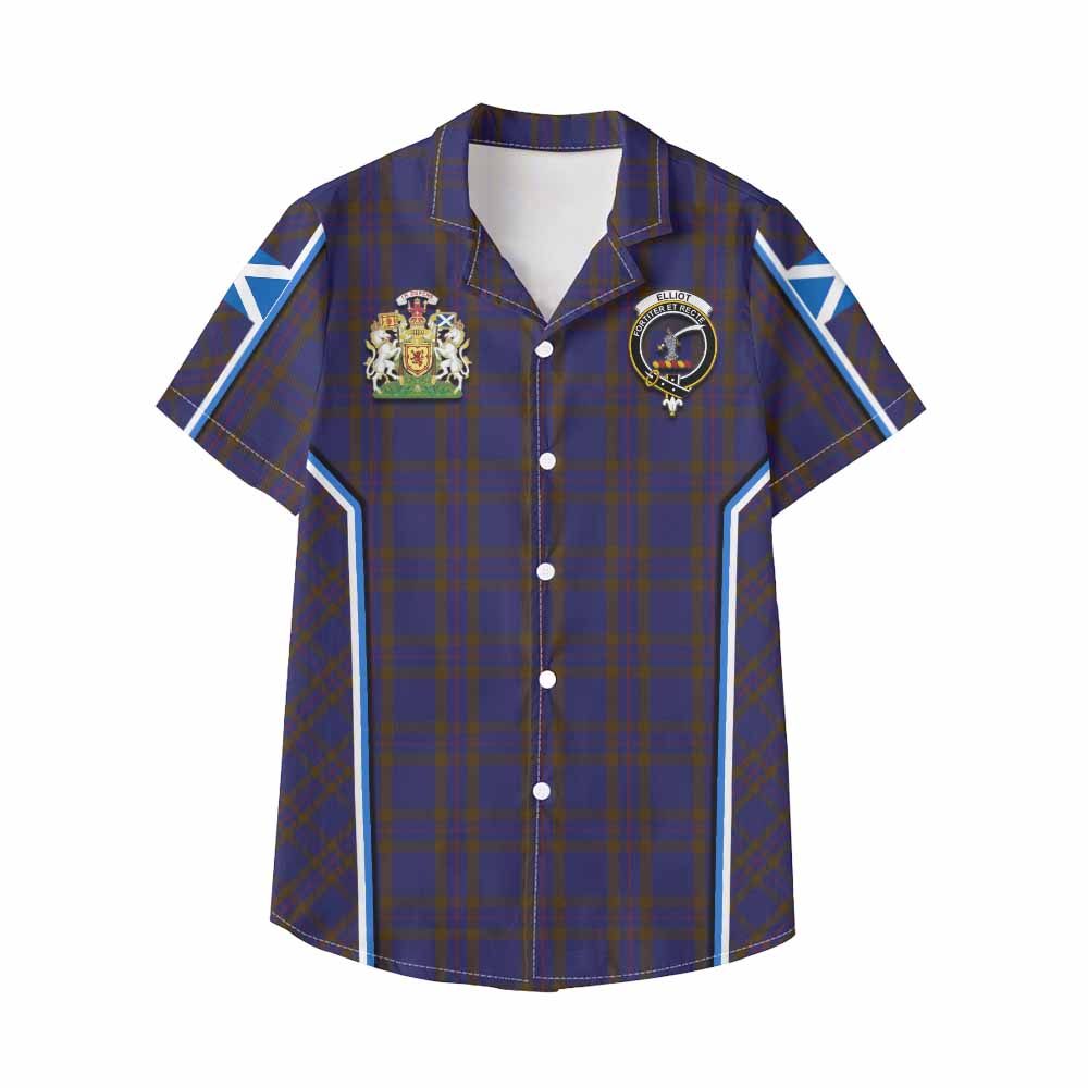 Elliot Tartan Crest Kid Hawaiian Shirt Scotland Coat of Arm Flag Style - Tartan Vibes Clothing