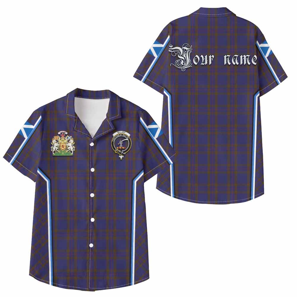 Elliot Tartan Crest Kid Hawaiian Shirt Scotland Coat of Arm Flag Style - Tartan Vibes Clothing