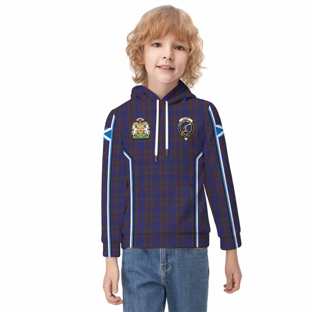 Elliot Tartan Crest Kid Hoodie Scotland Coat of Arm Flag Style - Tartan Vibes Clothing