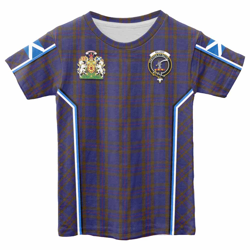 Elliot Tartan Crest Kid T-shirt Scotland Coat of Arm Flag Style - Tartan Vibes Clothing