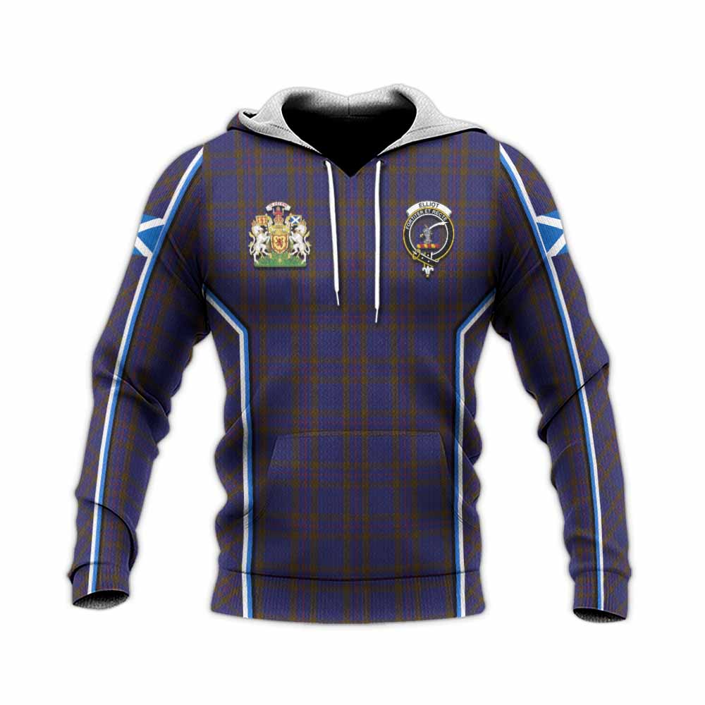 Elliot Tartan Crest Knitted Hoodie Scotland Coat of Arm Flag Style - Tartan Vibes Clothing