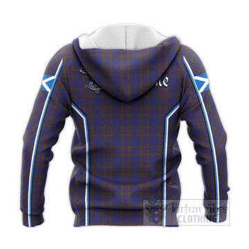 Elliot Tartan Crest Knitted Hoodie Scotland Coat of Arm Flag Style
