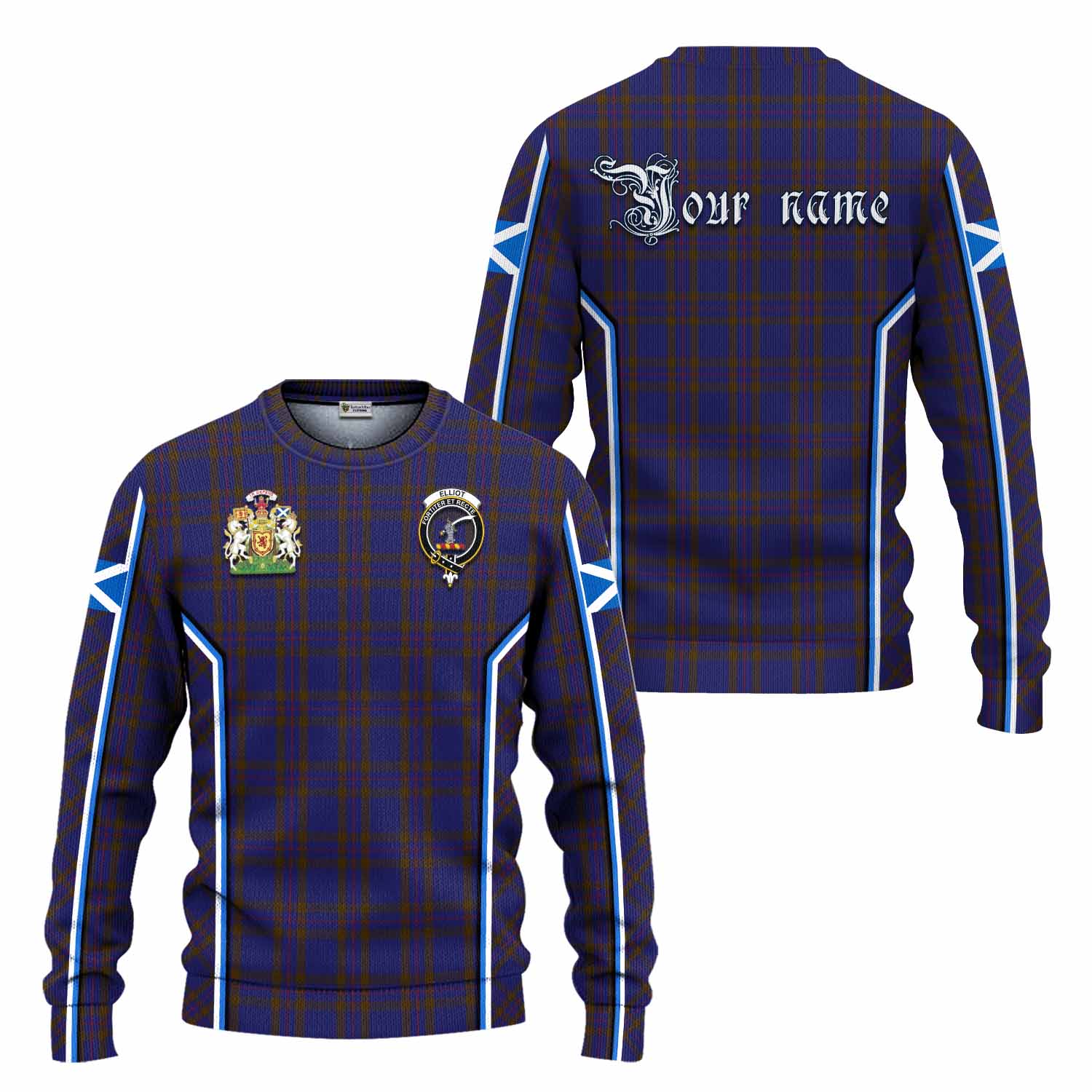 Elliot Tartan Crest Knitted Sweater Scotland Coat of Arm Flag Style - Tartan Vibes Clothing