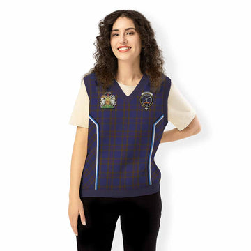 Elliot Tartan Crest Knitted V-Neck Vest Scotland Coat of Arm Flag Style