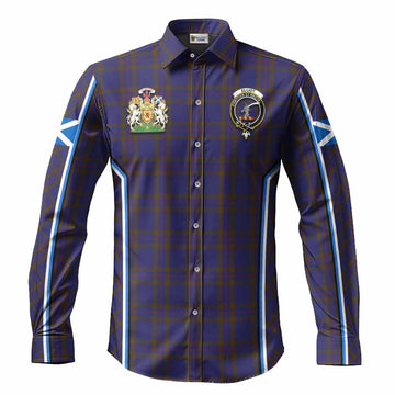 Elliot Tartan Crest Long Sleeve Button Shirts Scotland Coat of Arm Flag Style