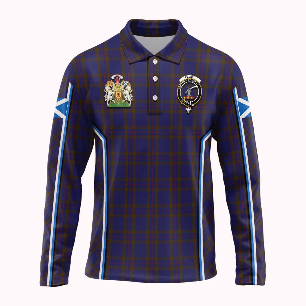 Elliot Tartan Crest Long Sleeve Polo Shirt Scotland Coat of Arm Flag Style - Tartan Vibes Clothing
