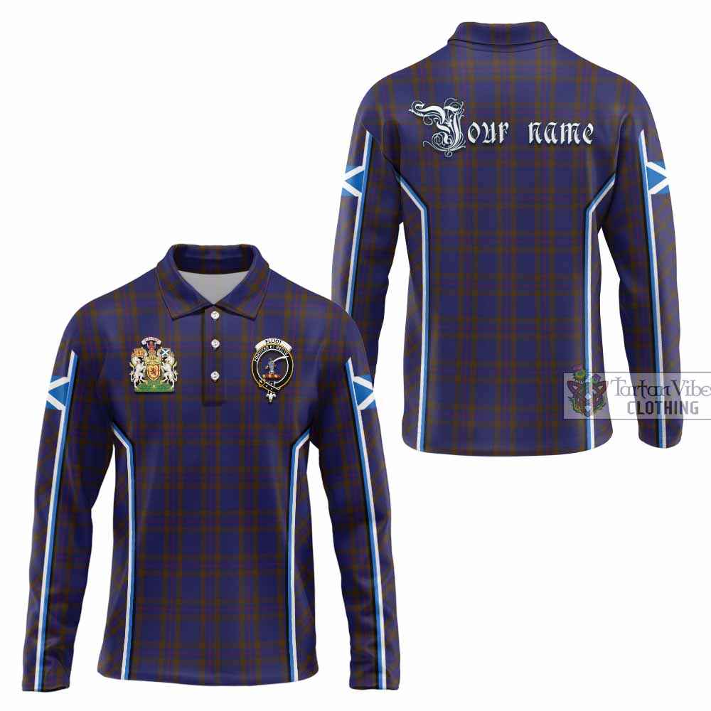 Elliot Tartan Crest Long Sleeve Polo Shirt Scotland Coat of Arm Flag Style - Tartan Vibes Clothing