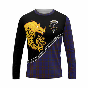 Elliot Tartan Crest Long Sleeve T-Shirt Legendary Dragon Knot Half Style