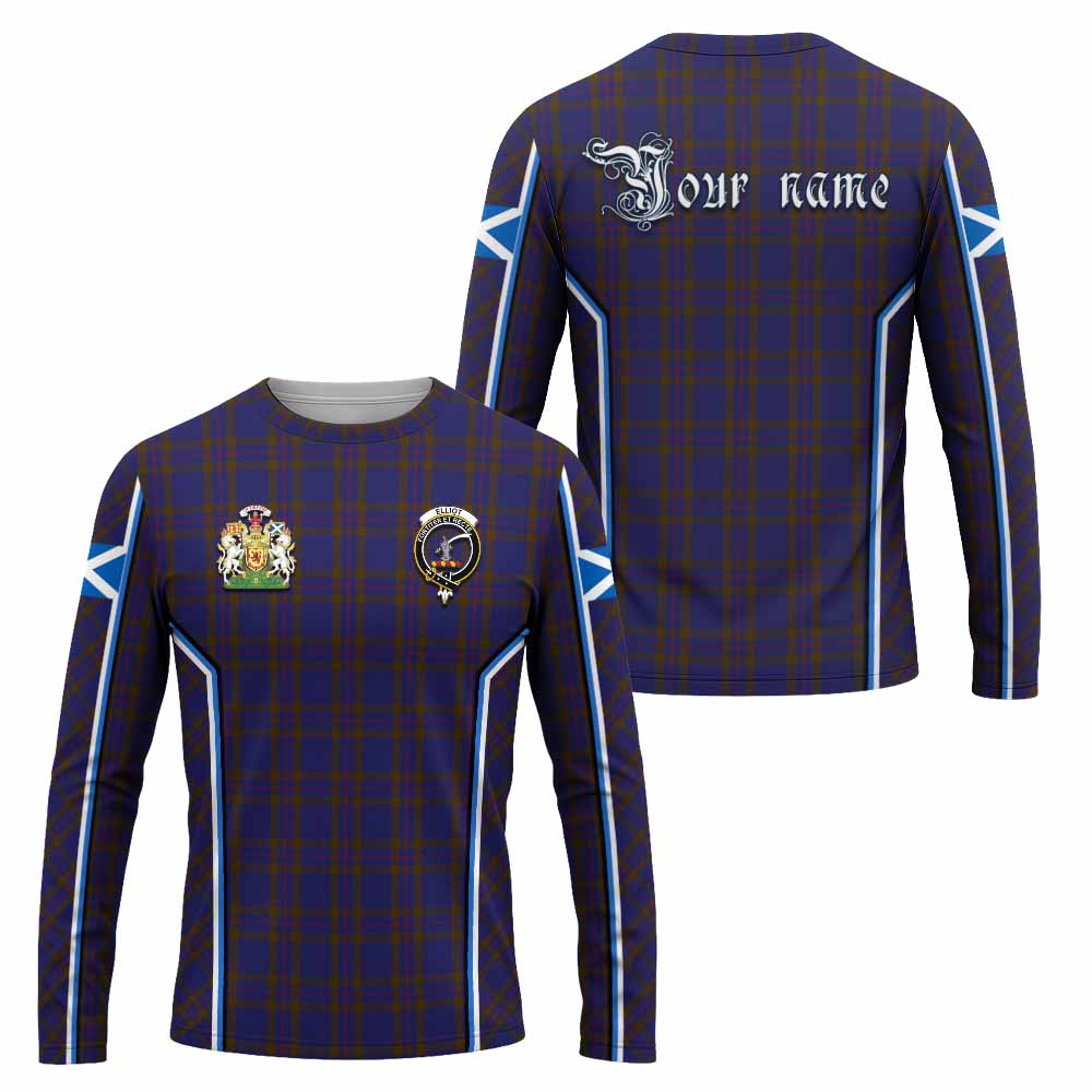 Elliot Tartan Crest Long Sleeve T-Shirt Scotland Coat of Arm Flag Style - Tartan Vibes Clothing
