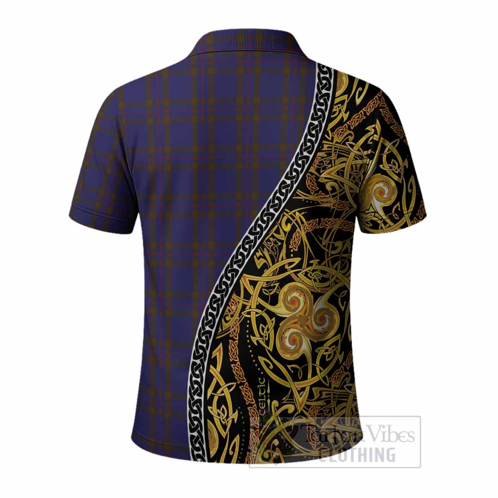 Elliot Tartan Crest Polo Shirt Celtic Knot and Triple Trickle Spiral Symbols