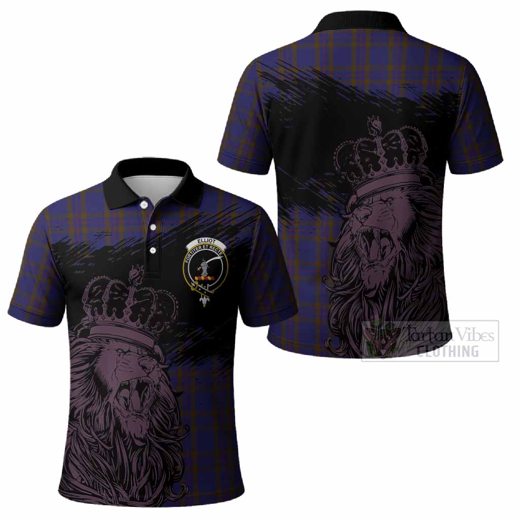 Elliot Tartan Crest Polo Shirt Crowned Lion Heritage Style