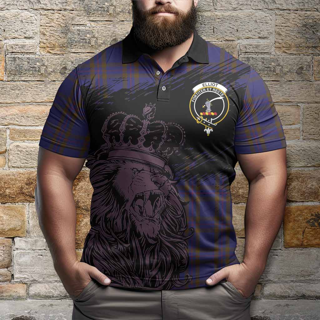 Elliot Tartan Crest Polo Shirt Crowned Lion Heritage Style