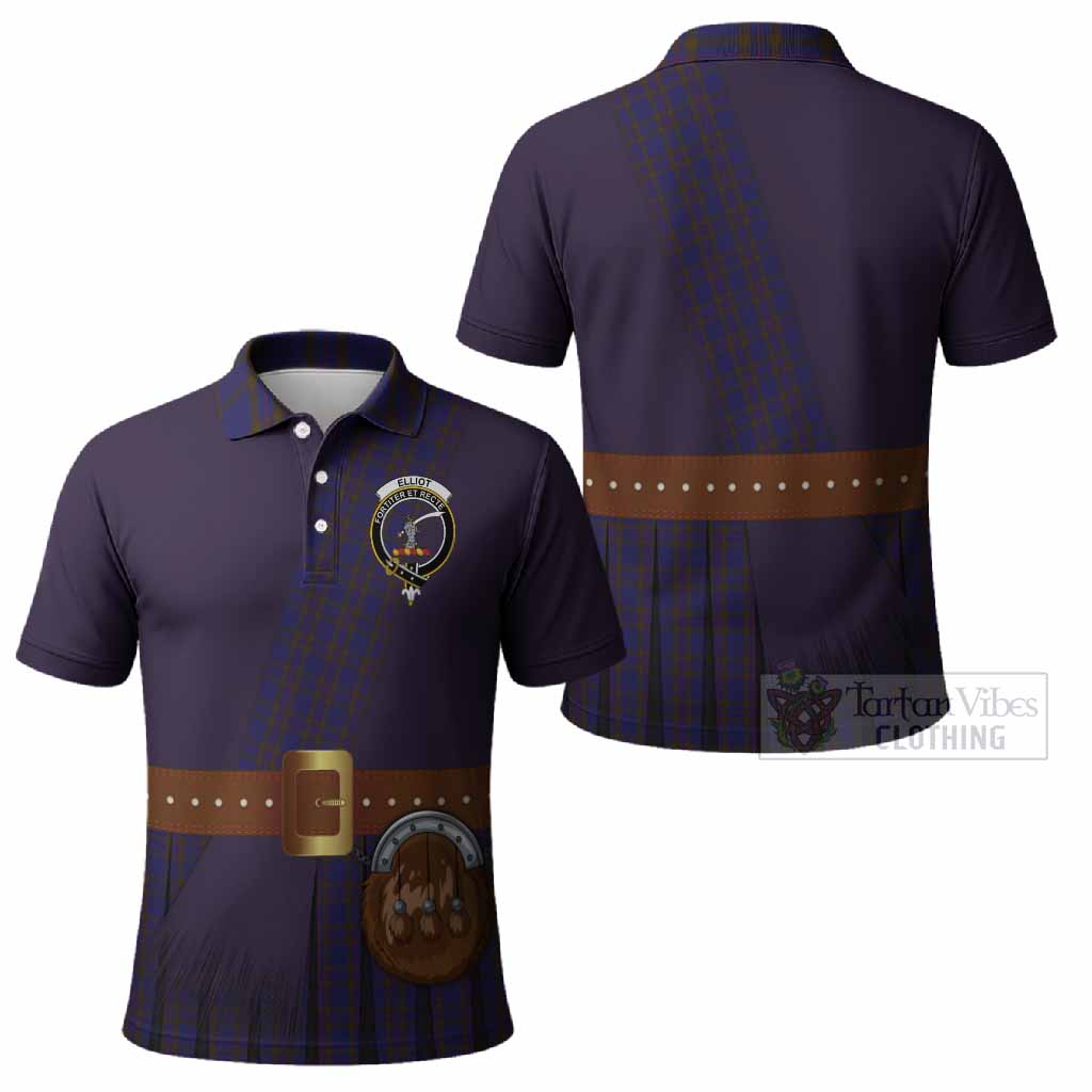 Elliot Tartan Crest Polo Shirt Kilt Costume Style