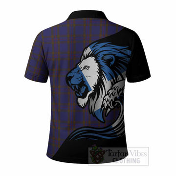 Elliot Tartan Crest Polo Shirt Scottish Golden Lions Wave Flow