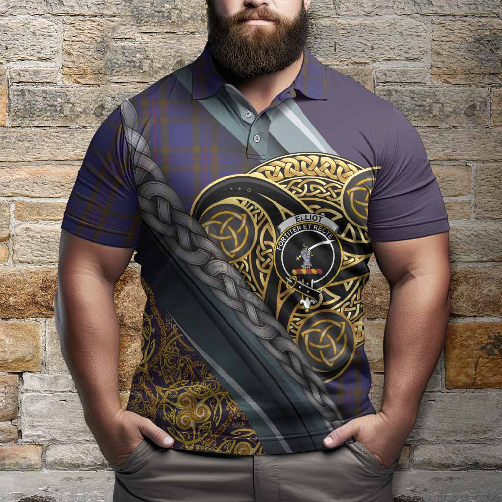 Elliot Tartan Crest Polo Shirt Scottish Triskele Celtic