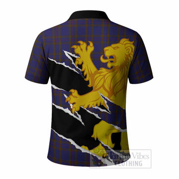 Elliot Tartan Crest Scottish Polo Shirt Heraldic Golden Lion