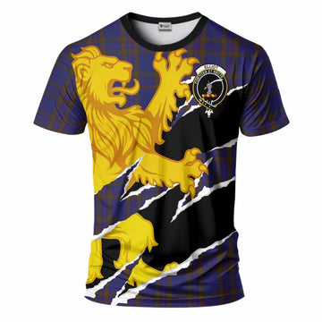 Elliot Tartan Crest Scottish T-Shirt Heraldic Golden Lion