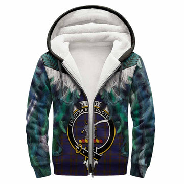 Elliot Tartan Crest Sherpa Hoodie New Zealand Maori Korowai Cloak