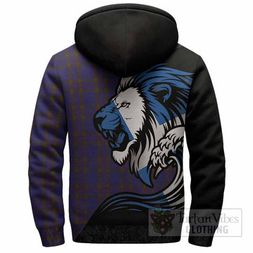 Elliot Tartan Crest Sherpa Hoodie Scottish Golden Lions Wave Flow