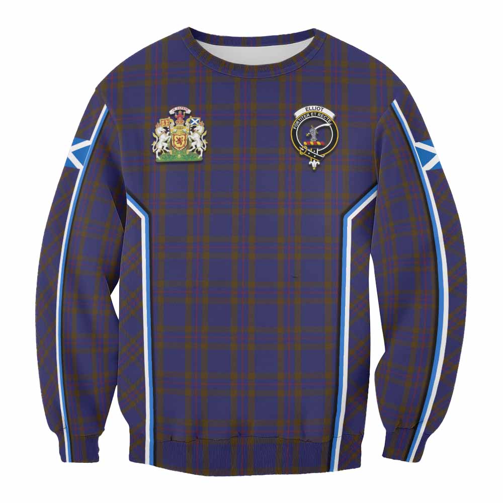 Elliot Tartan Crest Sweatshirt Scotland Coat of Arm Flag Style - Tartan Vibes Clothing