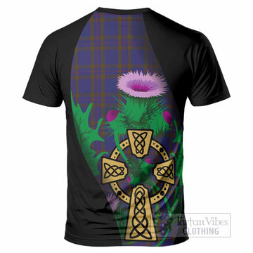 Elliot Tartan Crest T-Shirt Celtic Cross Thistle Flowers
