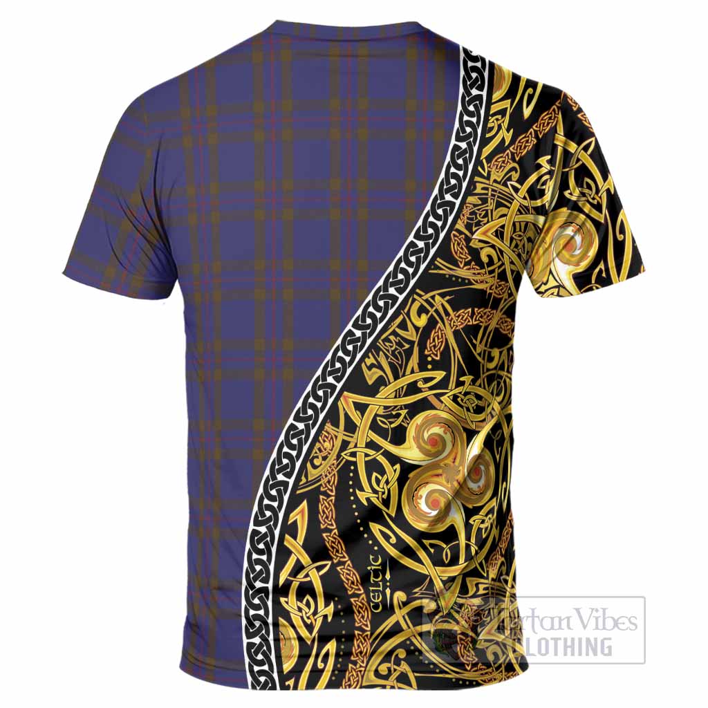 Elliot Tartan Crest T-Shirt Celtic Knot and Triple Trickle Spiral Symbols