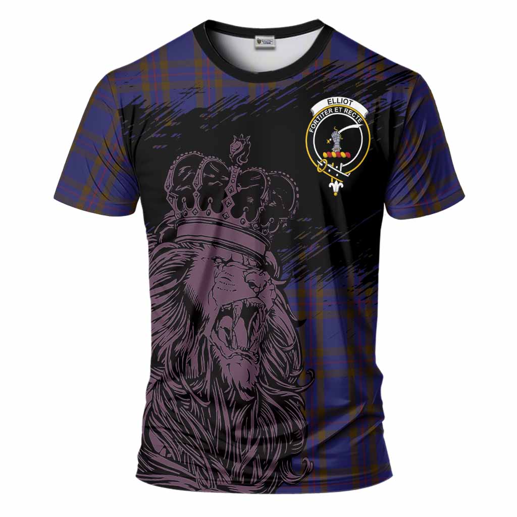 Elliot Tartan Crest T-Shirt Crowned Lion Heritage Style