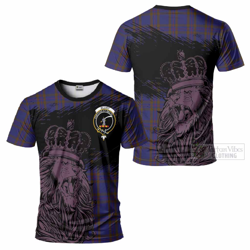 Elliot Tartan Crest T-Shirt Crowned Lion Heritage Style