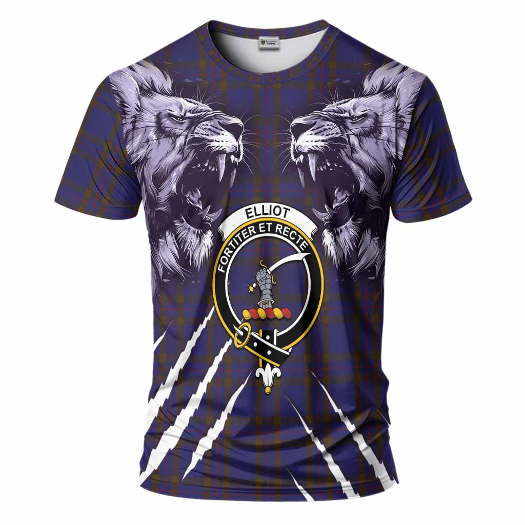 Elliot Tartan Crest T-Shirt Ferocious Lion Style