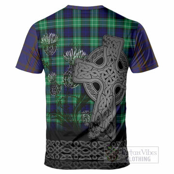 Elliot Tartan Crest T-Shirt Grunge Celtic Cross Scottish Thistle