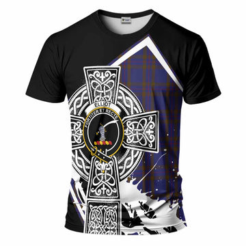 Elliot Tartan Crest T-Shirt Scottish Celtic Cross Heritage