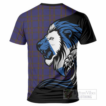 Elliot Tartan Crest T-Shirt Scottish Golden Lions Wave Flow