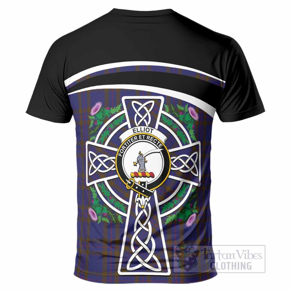 Elliot Tartan Crest T-Shirt Scottish Thistle Celtic Cross Alba Gu Brath