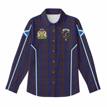Elliot Tartan Crest Women Casual Shirt Scotland Coat of Arm Flag Style - Tartan Vibes Clothing