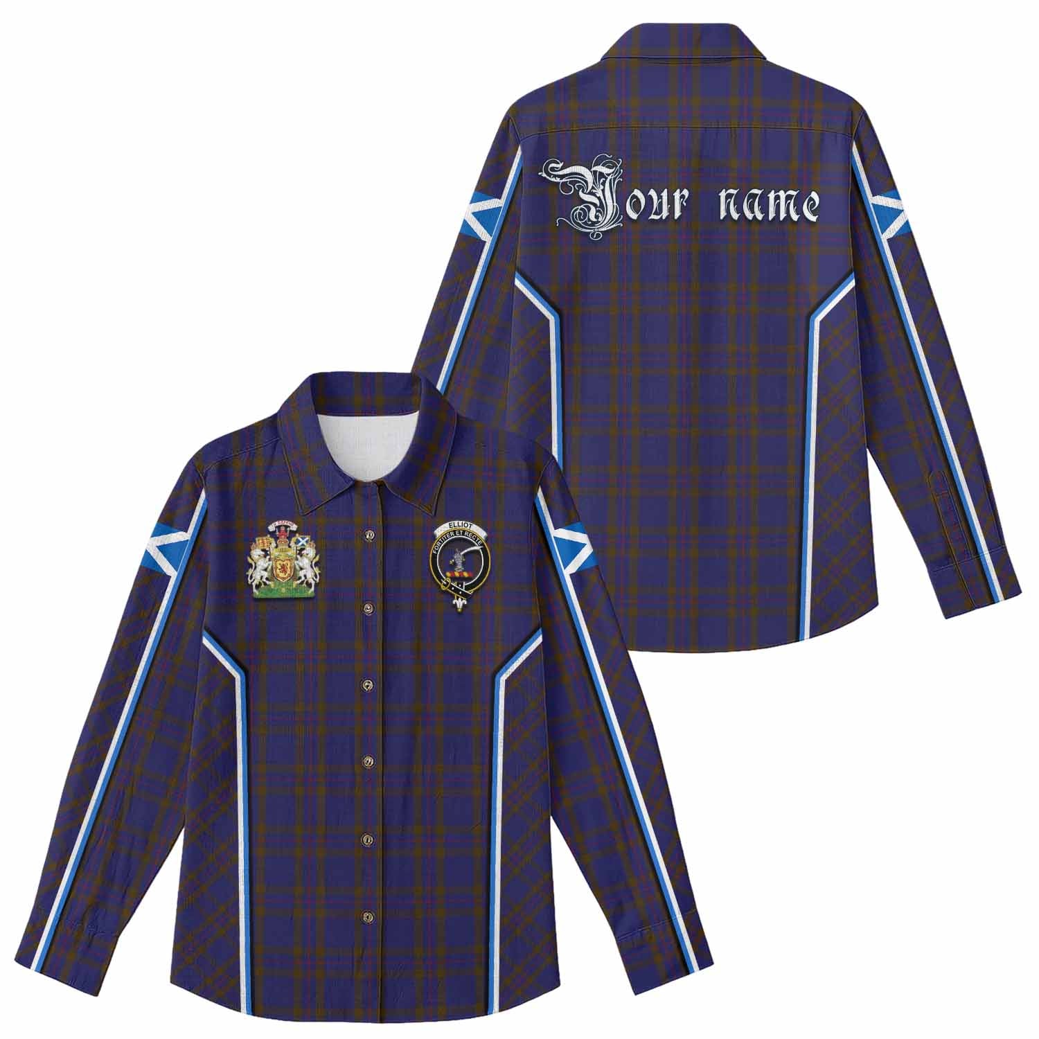Elliot Tartan Crest Women Casual Shirt Scotland Coat of Arm Flag Style - Tartan Vibes Clothing