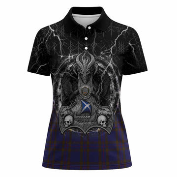 Elliot Tartan Crest Women Polo Shirt Celtic Odin's Raven Legacy