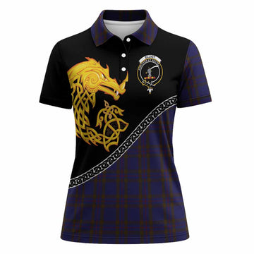 Elliot Tartan Crest Women Polo Shirt Legendary Dragon Knot Half Style