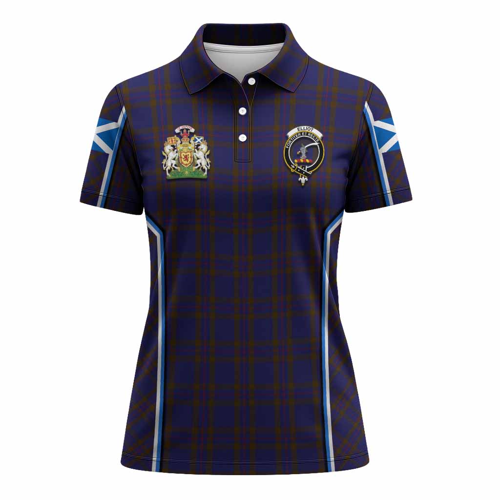 Elliot Tartan Crest Women's Polo Shirt Scotland Coat of Arm Flag Style - Tartan Vibes Clothing