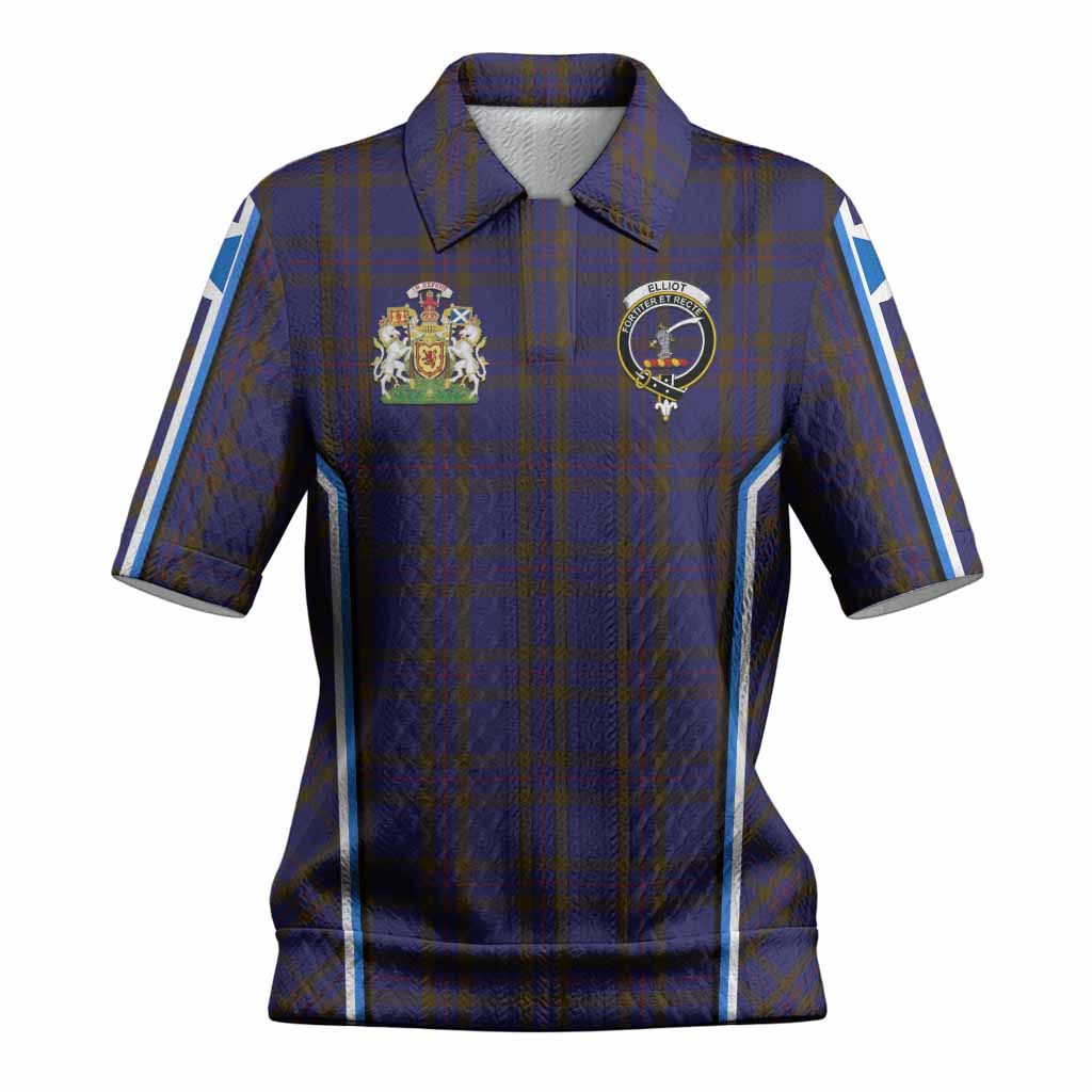 Elliot Tartan Crest Women’s Polo Sweater Top Scotland Coat of Arm Flag Style