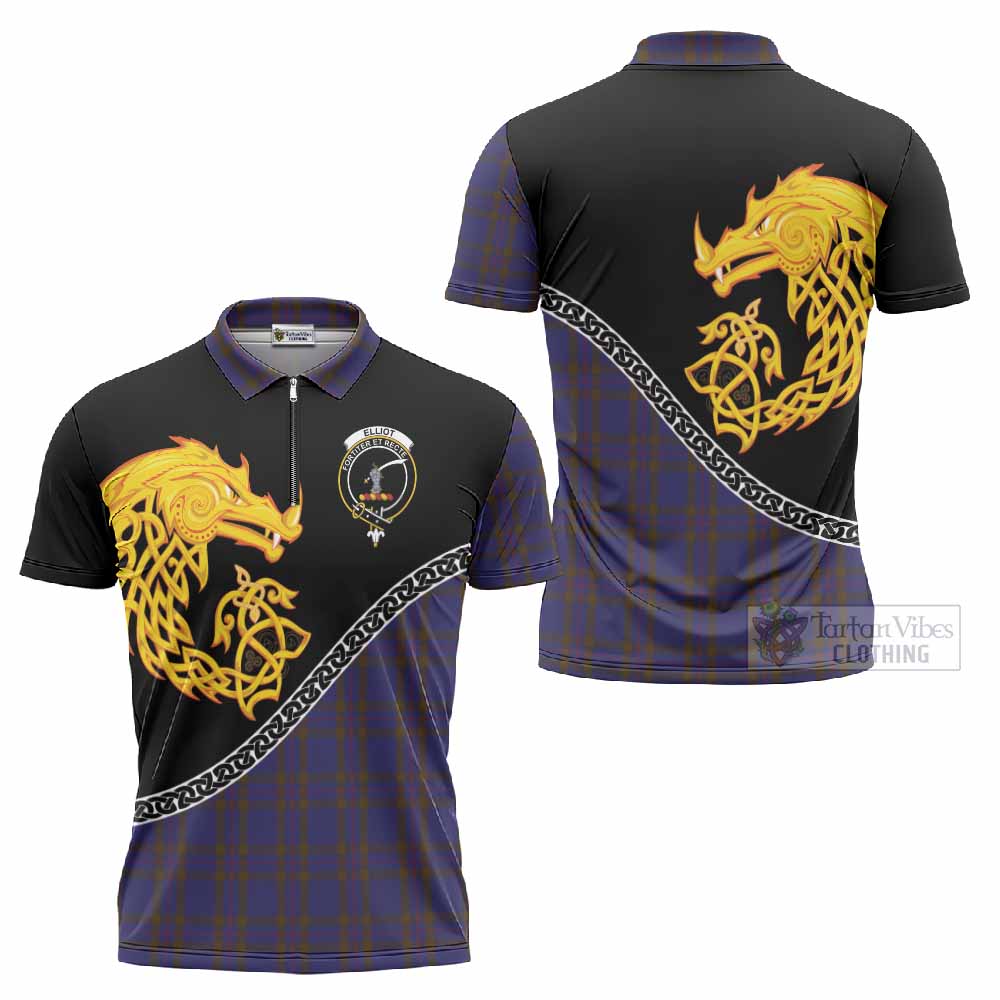 Elliot Tartan Crest Zipper Polo Shirt Legendary Dragon Knot Half Style
