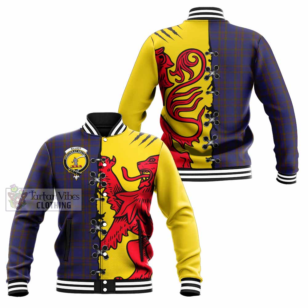 Elliot Tartan Family Crest Baseball Jacket Lion Rampant Honor - Tartan Vibes Clothing
