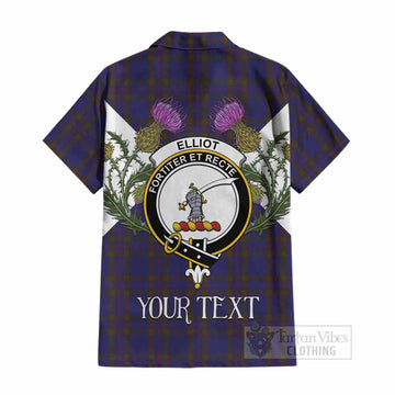 Elliot Tartan Family Crest Cotton Hawaiian Shirt Scottish Burns Night Thistle Floral