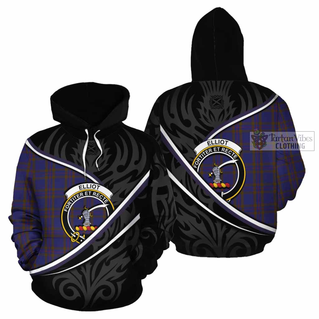 Elliot Tartan Family Crest Cotton Hoodie Celtic Scottish Thistle Floral - Tartan Vibes Clothing