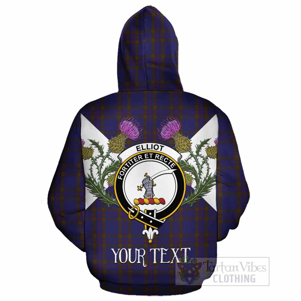 Elliot Tartan Family Crest Cotton Hoodie Scottish Burns Night Thistle Floral