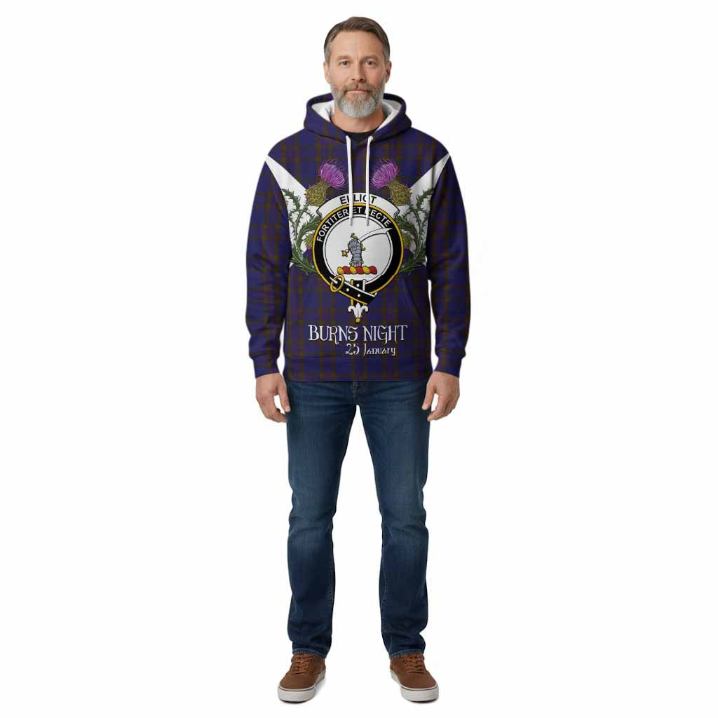 Elliot Tartan Family Crest Cotton Hoodie Scottish Burns Night Thistle Floral
