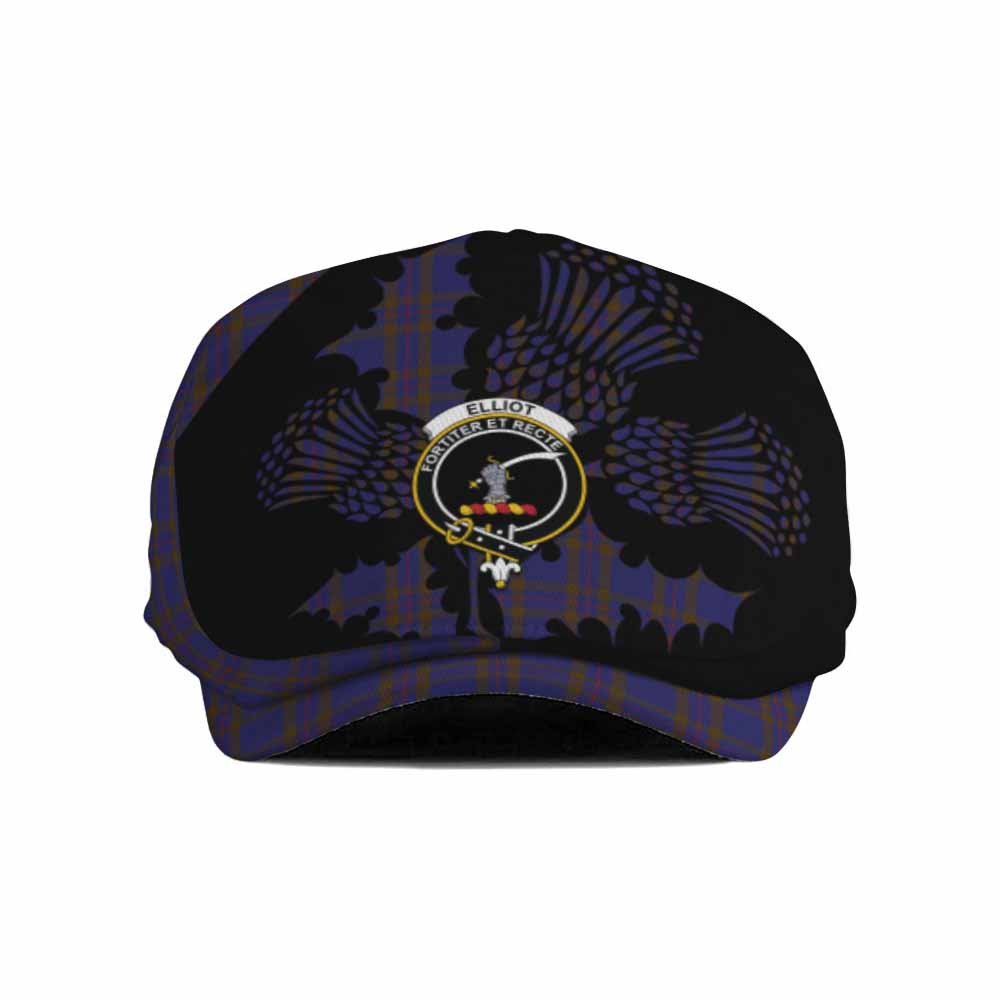 Elliot Tartan Family Crest Flat Cap, Jeff Cap Scotland Thistle Floral